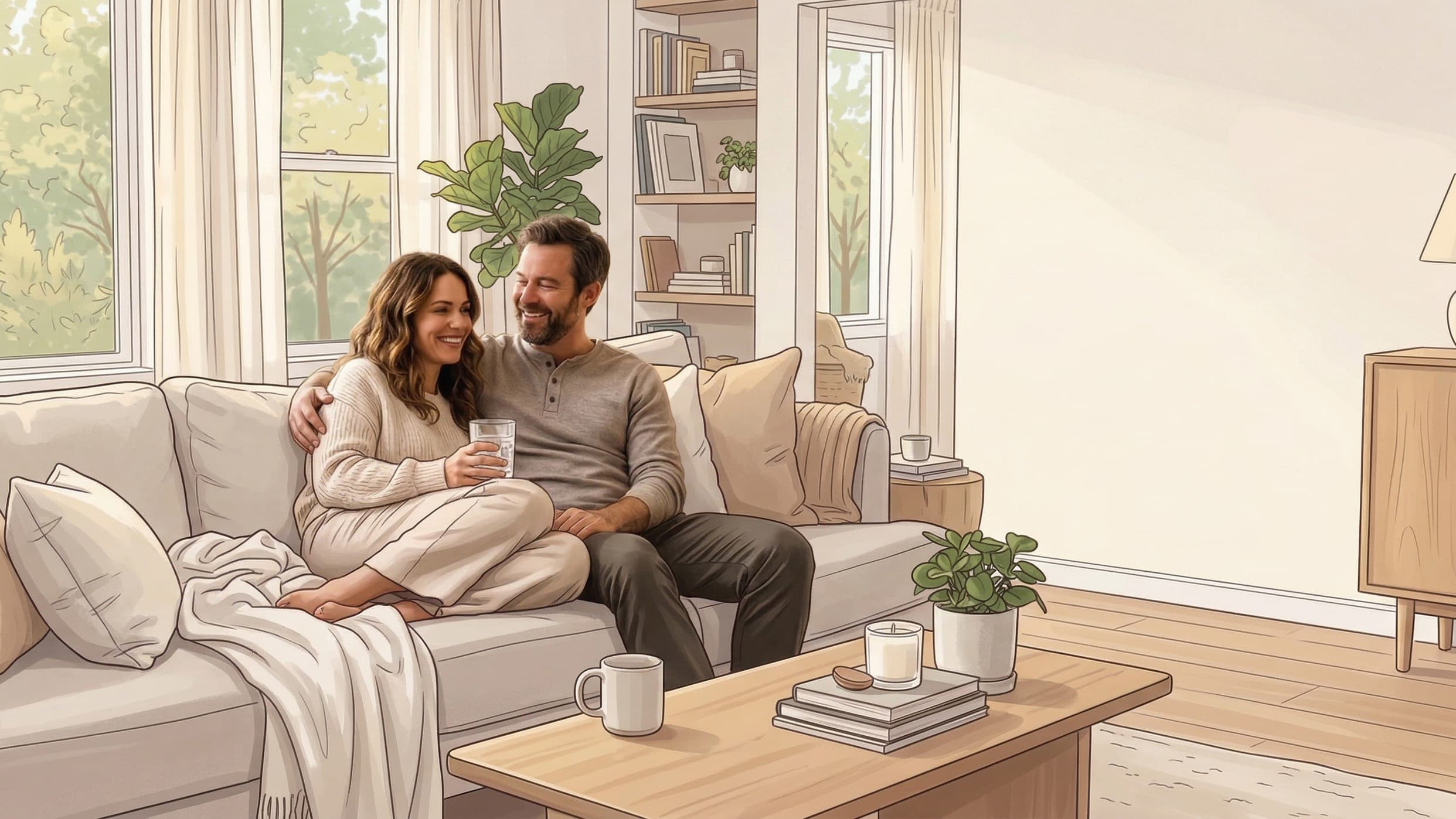 Golden-hour family scene