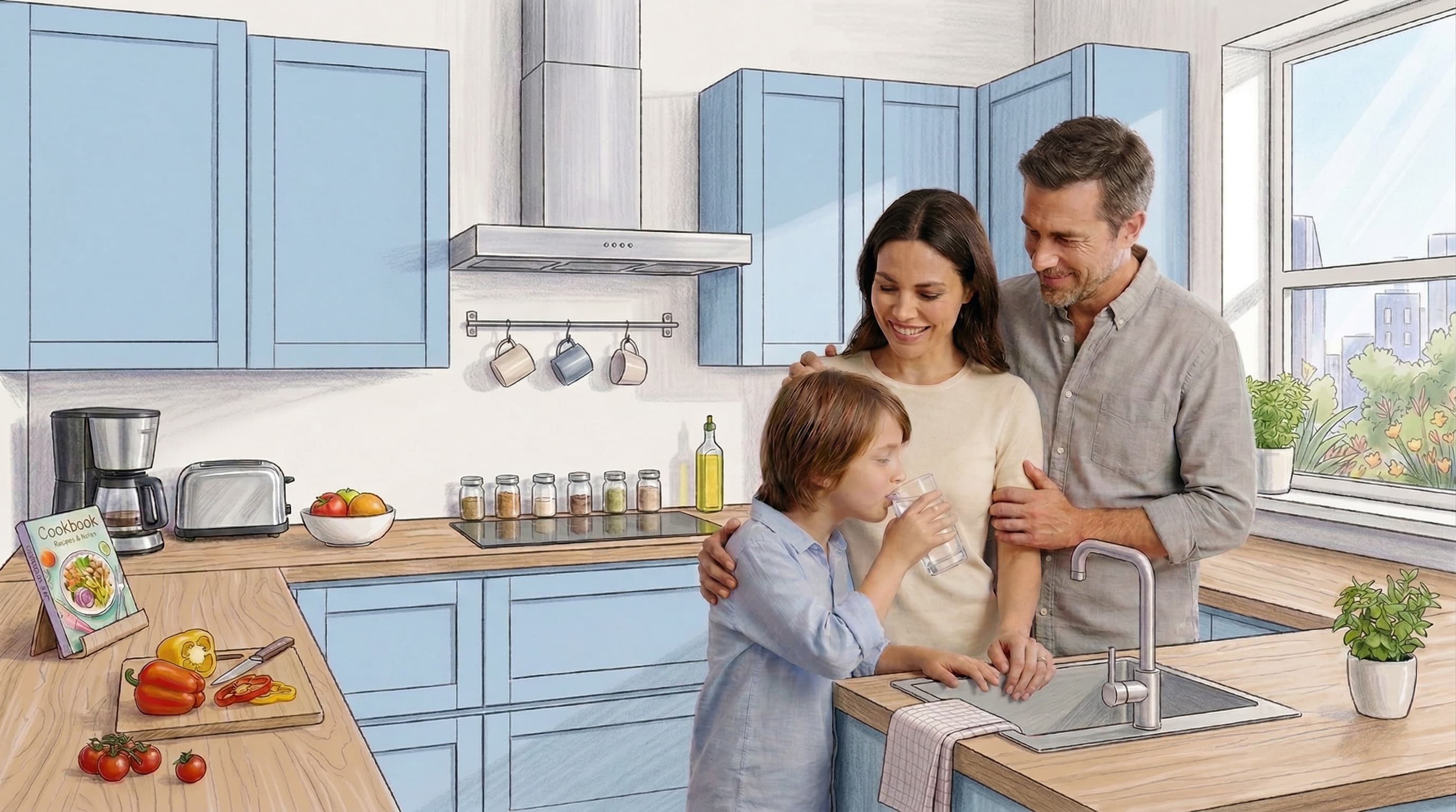 Stylized HQWAA family kitchen